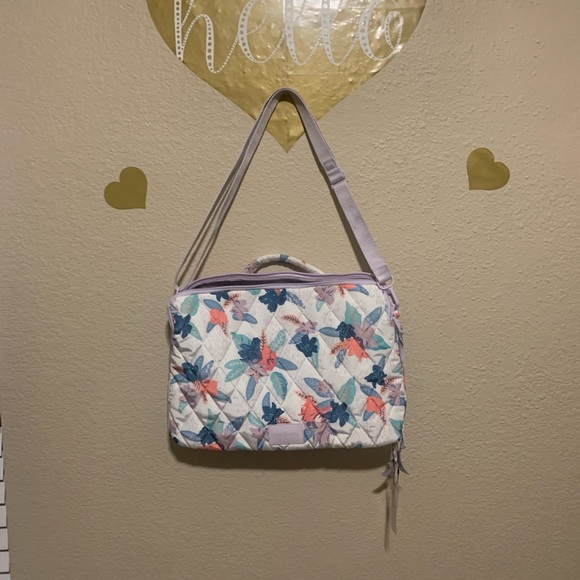 Vera Bradley Quilted Workstation Bag with Floral Pattern - Blue and Coral - Picture 5 of 15